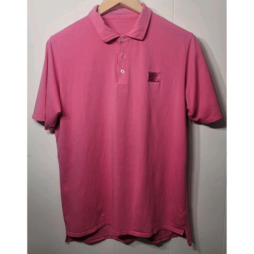 B Draddy Mens Polo Golf Shirt Pink L Logo Preppy Relax Outdoor Comfy Designer